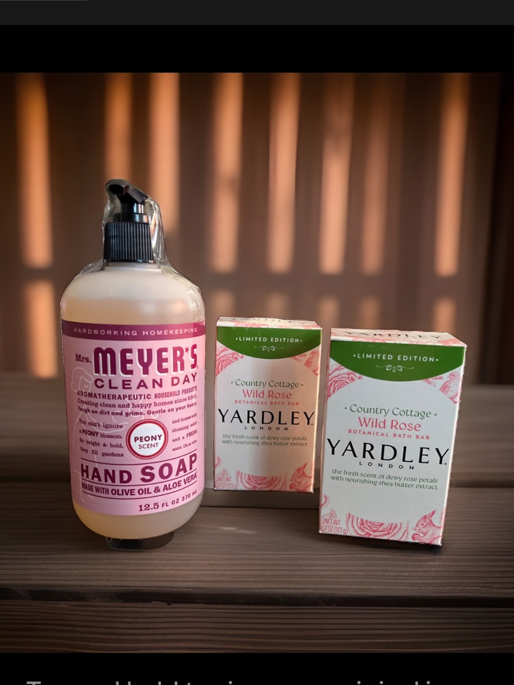 Mrs. Meyer's Peony Hand Soap & Yardley Wild Rose Soap Bundle